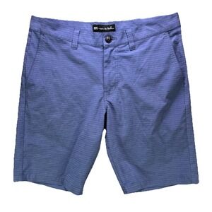 Travis Mathew Shorts Mens 33 Blue Ripstop Golf 10" Lightweight Stretch